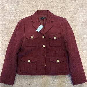 ANN TAYLOR Burgundy Blazer with Gold Buttons